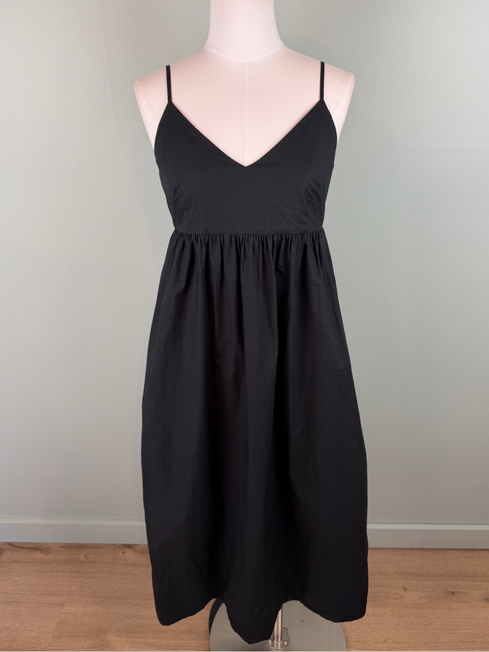 Quince black 100% Organic Cotton Sleeveless babydoll Maxi Dress size Small